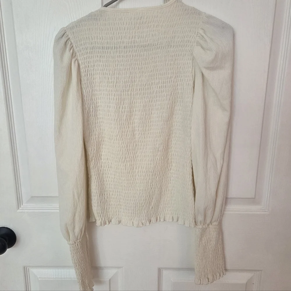 Anthropologie Smocked Puff-Sleeved Top